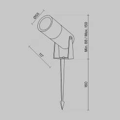 Maytoni LED maapiikkivalaisin Bern, grafiitti, Ø5.5cm, 5W, IP65