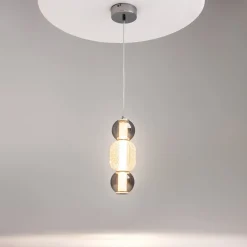 Maytoni LED-riippuvalaisin Drop, krominvärinen, Ø 12 cm, lasia