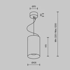 Maytoni LED-riippuvalaisin Efir, kultainen matta, Ø 10.5cm, 33W, 38°