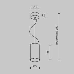 Maytoni LED-riippuvalaisin Efir, kultainen matta, Ø 7.5cm, 15 W, 38°