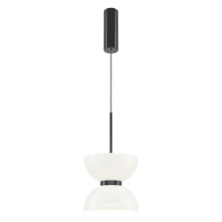 Maytoni LED-riippuvalaisin Kyoto, musta/valkoinen, Ø 22 cm, lasi