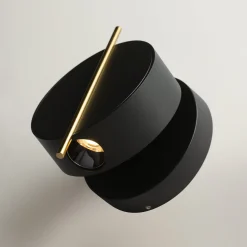 Maytoni LED-seinävalaisin Nuance, musta / kulta, Ø 10 cm