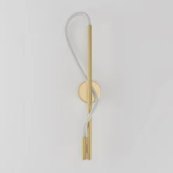 Maytoni LED-seinävalaisin Tau, kullanvärinen, metallia, korkeus 84 cm
