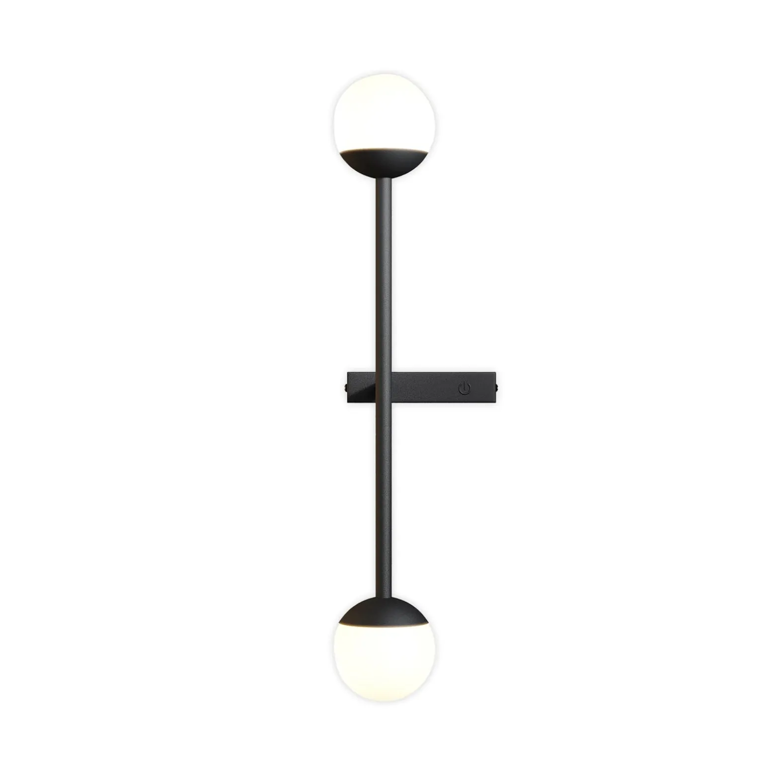 Maytoni LED-seinävalaisin Touch, musta, korkeus 48 cm, himmennettävä