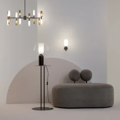 Maytoni Memory pöytävalaisin, musta, korkeus 42 cm, keramiikka