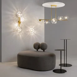 Maytoni Miracle seinävalaisin, Ø 20 cm, messingin värinen, lasi