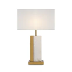 Maytoni pöytävalaisin Bianco valkoinen korkeus 67,5 cm tekstiili/alabasteri