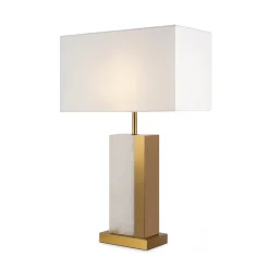 Maytoni pöytävalaisin Bianco valkoinen korkeus 67,5 cm tekstiili/alabasteri