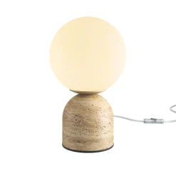 Maytoni pöytävalaisin Tavo, beige, kivi/lasi, korkeus 25 cm