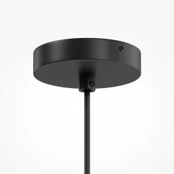 Maytoni-riippuvalaisin Bergamo, valkoinen/musta, Ø 50 cm, pellavaa