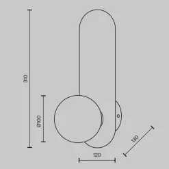 Maytoni seinävalaisin Bao, kulta/valkoinen, korkeus 31 cm, lasi, G9