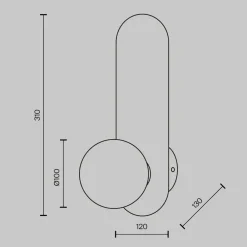 Maytoni seinävalaisin Bao, kulta/valkoinen, korkeus 31 cm, lasi, G9