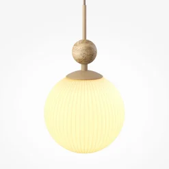 Maytoni Tavo-riippuvalaisin, beige, travertiini/lasi, Ø 20 cm