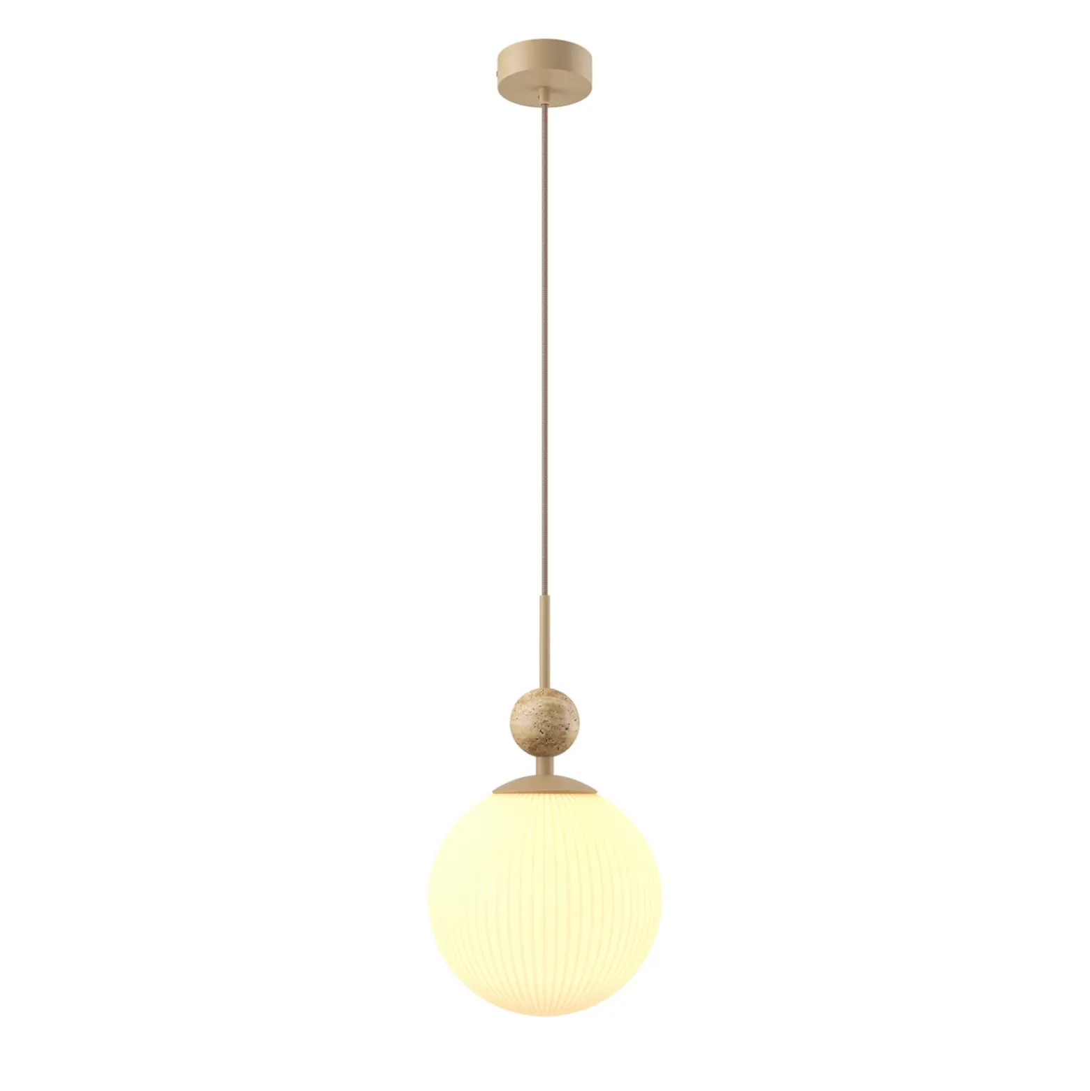 Maytoni Tavo-riippuvalaisin, beige, travertiini/lasi, Ø 20 cm