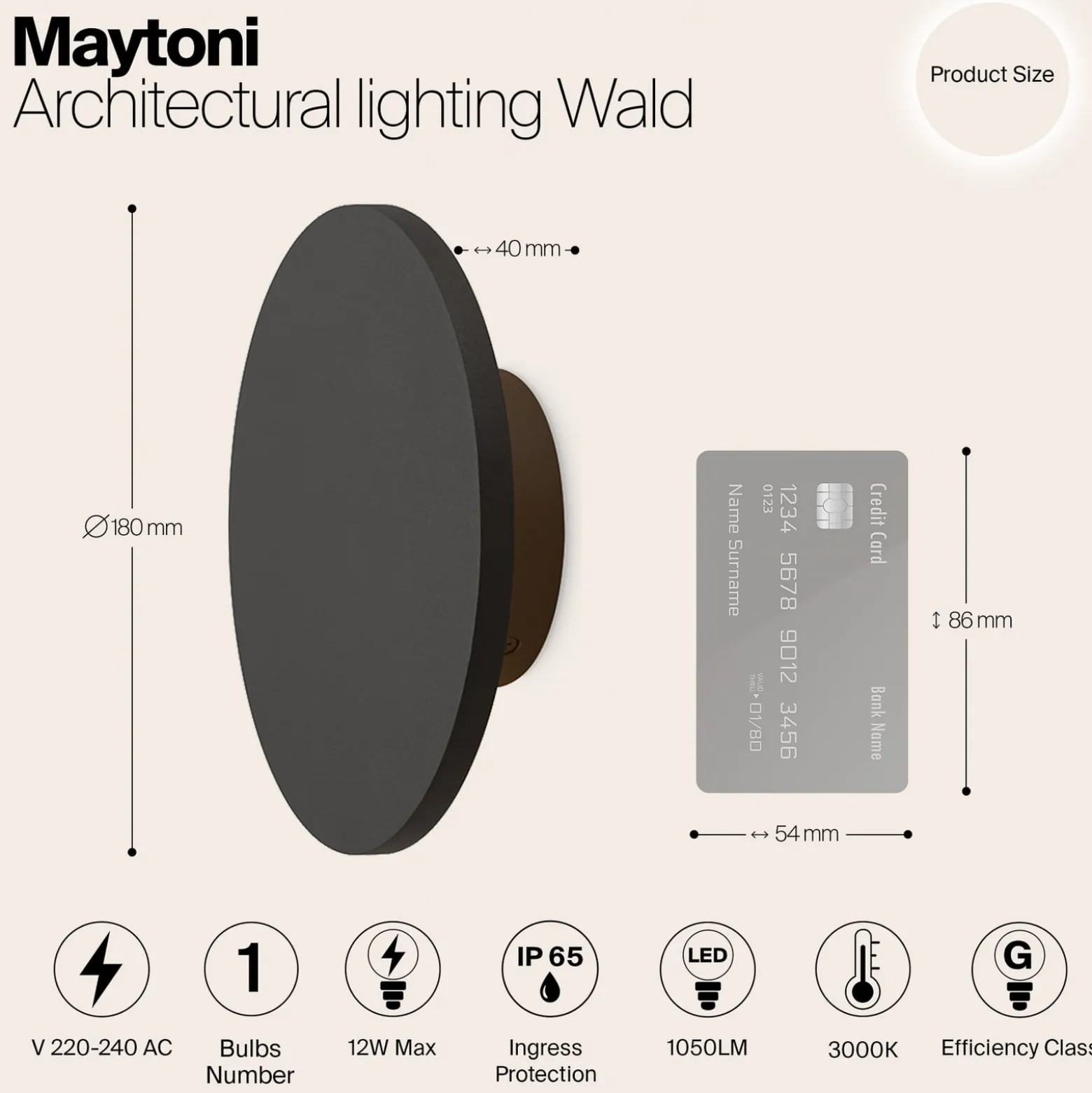 Maytoni Wald LED-ulkoseinävalaisin, 3000K, grafiittia