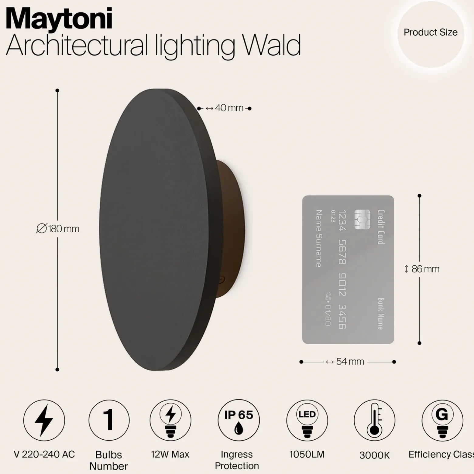 Maytoni Wald LED-ulkoseinävalaisin, 3000K, grafiittia