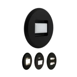 MEGAMAN LED-uppovalaisin Tina, musta, Ø 9 cm, käännettävä