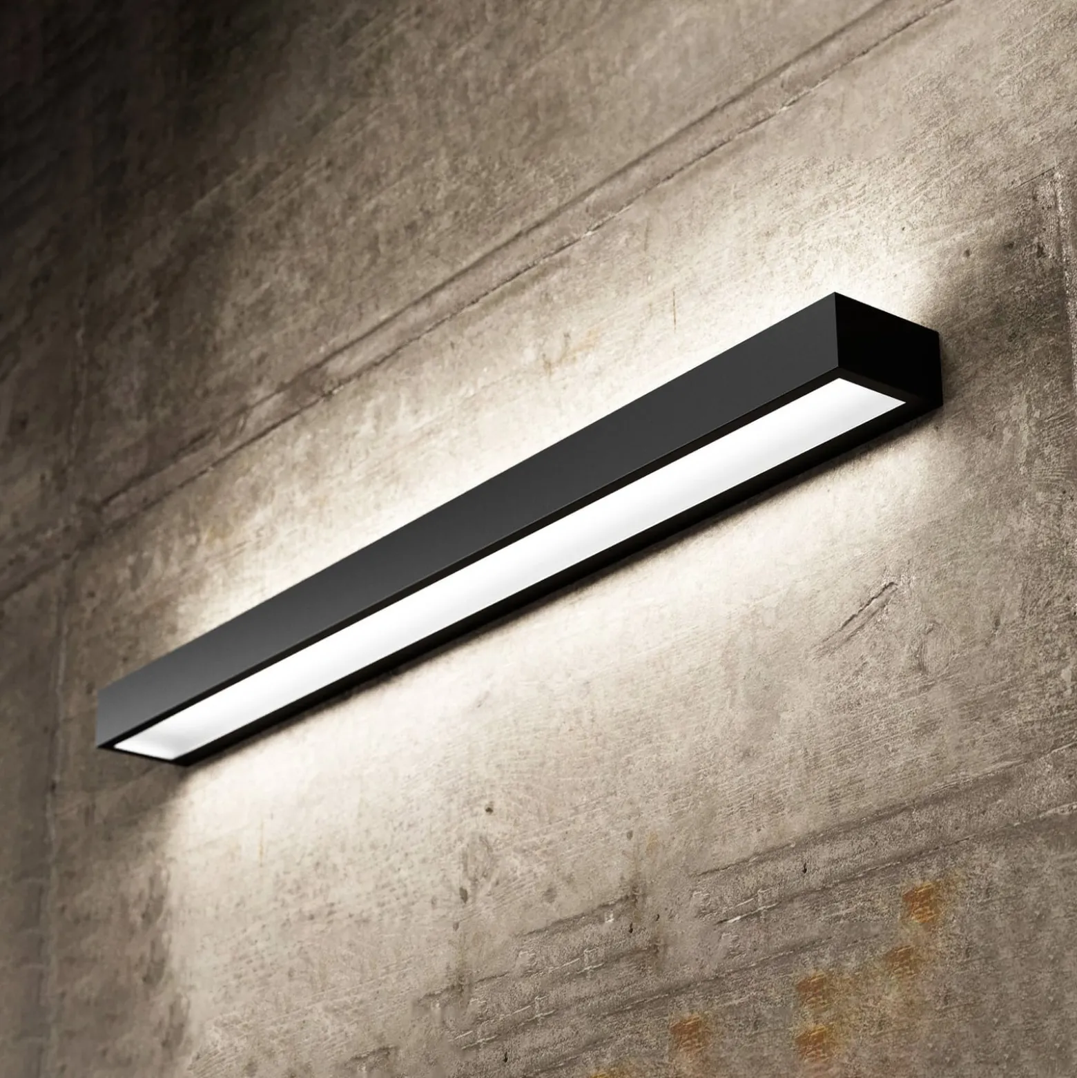 Mera LED-seinävalaisin, leveys 80 cm, musta, 4000K