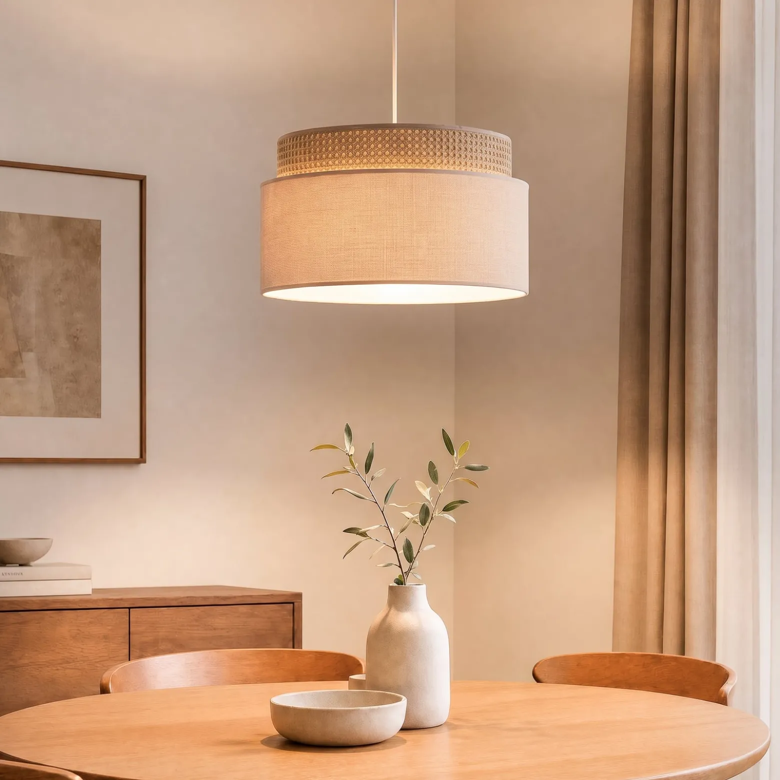 Milano-riippuvalo, kahvinruskea/beige, Ø 45 cm, tekstiili, E27