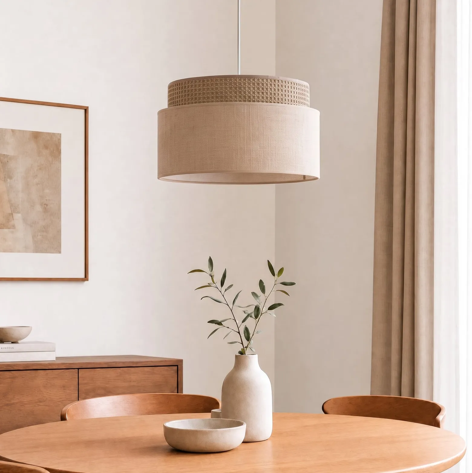 Milano-riippuvalo, kahvinruskea/beige, Ø 45 cm, tekstiili, E27