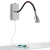 Milos nikkeli LED-seinävalaisin USB-latausportilla varustettuna