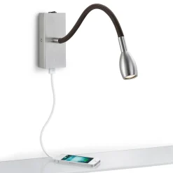 Milos nikkeli LED-seinävalaisin USB-latausportilla varustettuna