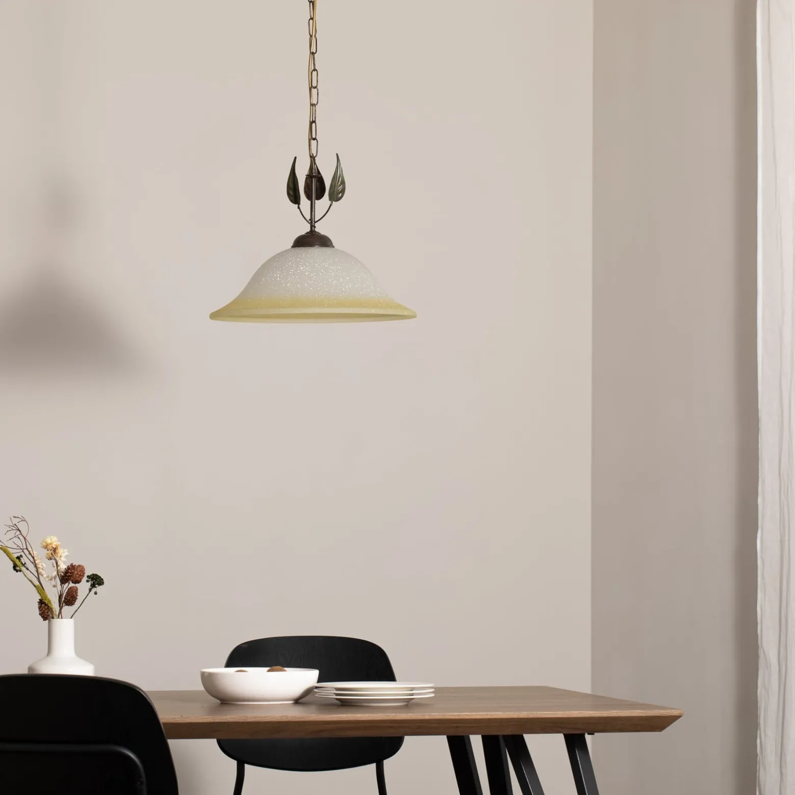 Mira-riippuvalaisin, kerma/pronssi, lasi, Ø 40 cm, E27