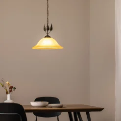 Mira-riippuvalaisin, kerma/pronssi, lasi, Ø 40 cm, E27