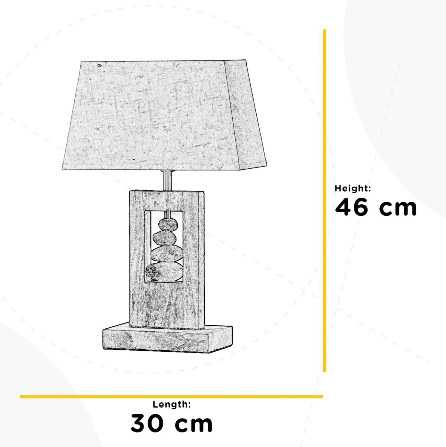 Miriel pöytävalaisin, korkeus 46 cm, tekstiili, puu