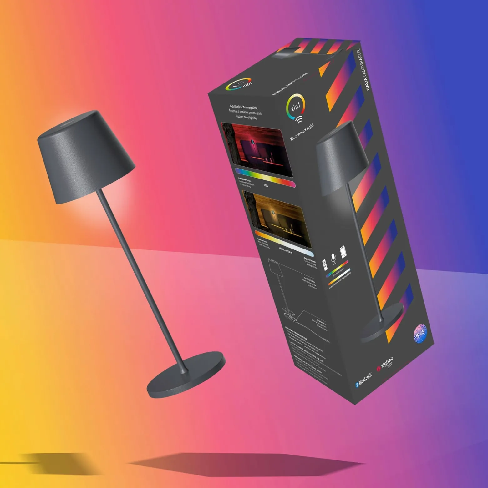 Müller Licht tint LED ladattava pöytävalaisin Dalia, antrasiitti alumiinia