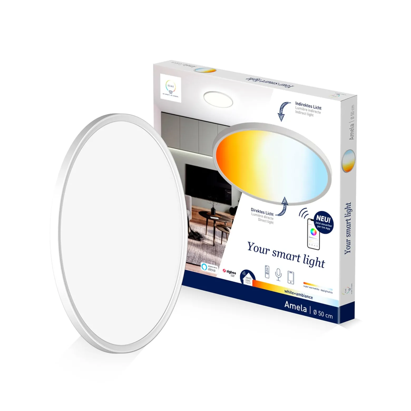 Müller Licht tint Smart LED-kattovalaisin Amela, Ø 50 cm