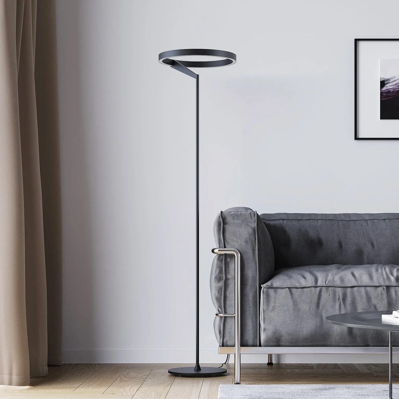 Molto Luce LED-lattiavalaisin Melli F, musta, alumiini, korkeus 168 cm