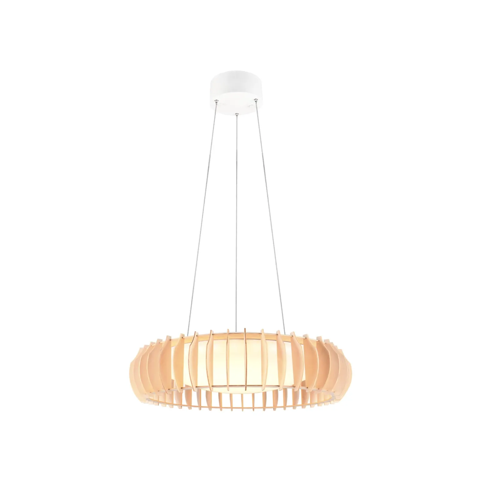 Monte LED-ripustusvalaisin, Ø 60 cm, vaalea puu, puu, CCT