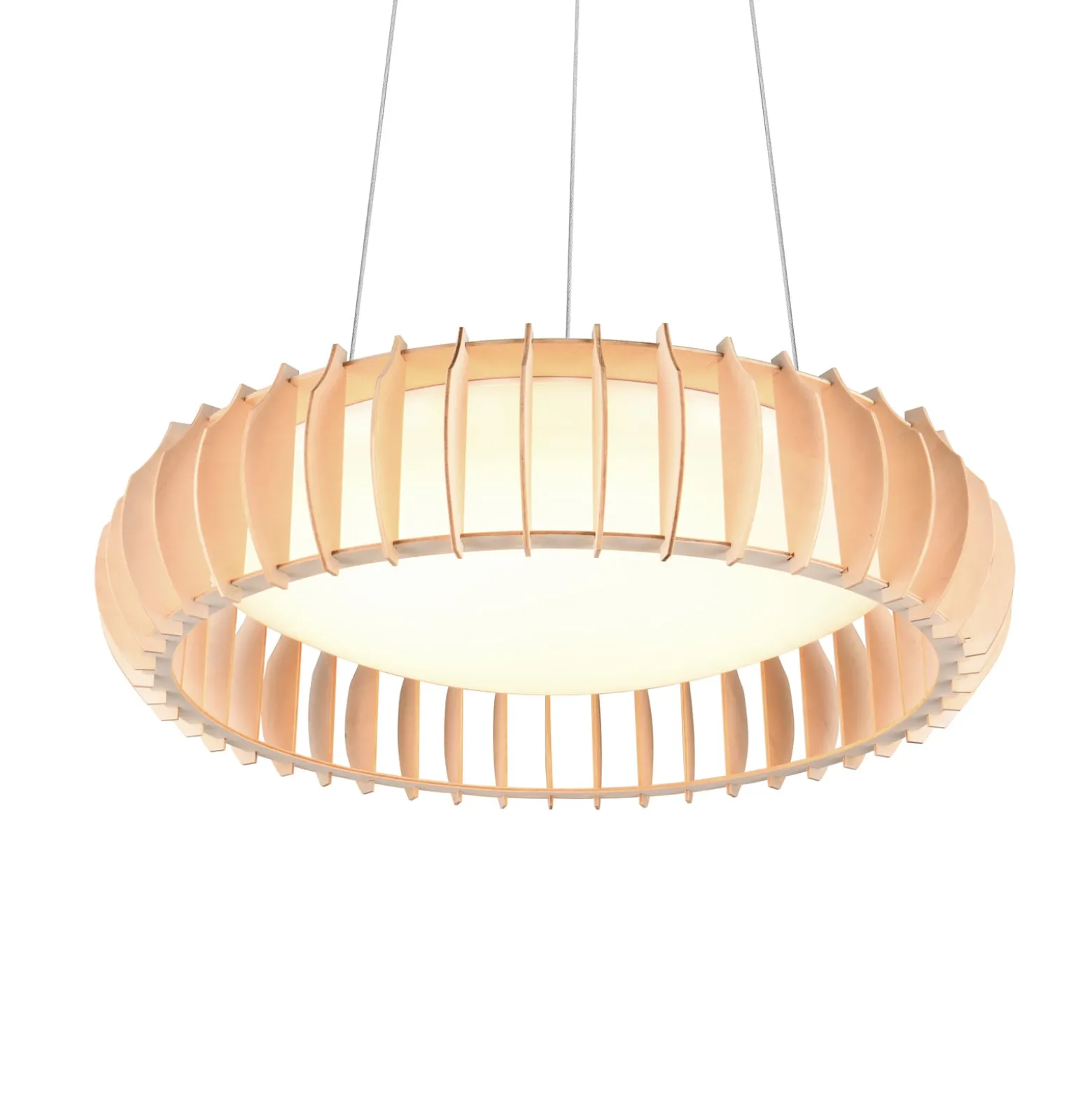 Monte LED-ripustusvalaisin, Ø 60 cm, vaalea puu, puu, CCT