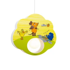 Mouse-riippuvalaisin, keltainen, puu, E27, 1-valo, 1 valaisin