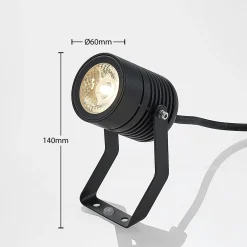 Musta LED-ulkokohdevalaisin Maris maapiikillä