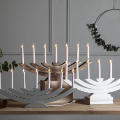 Navida-kynttelikkö puuta, 7-lamppunen, ruskea