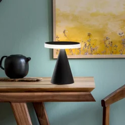 Neutra LED-pöytävalaisin, korkeus 27 cm, musta, kosketushimmennin