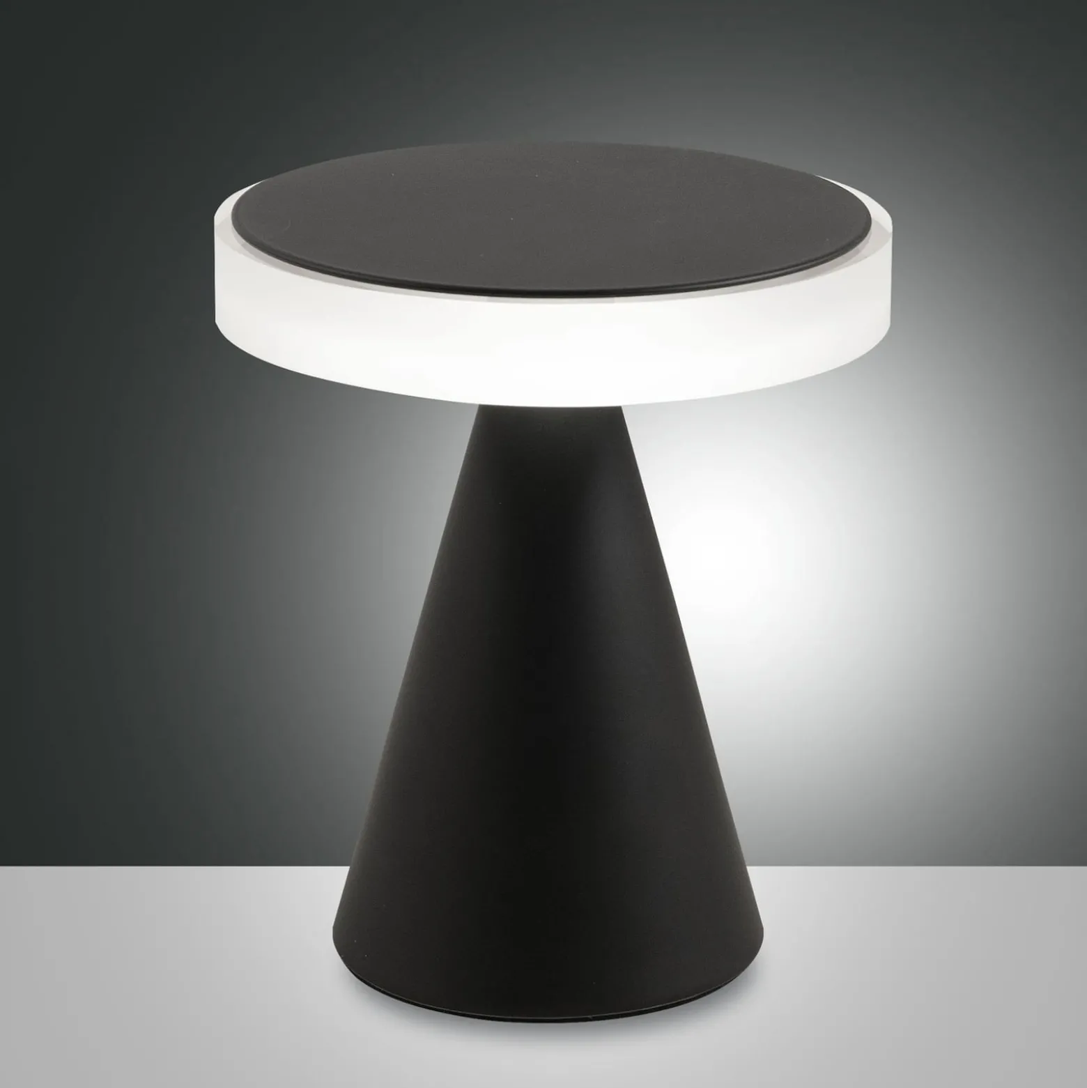 Neutra LED-pöytävalaisin, korkeus 27 cm, musta, kosketushimmennin