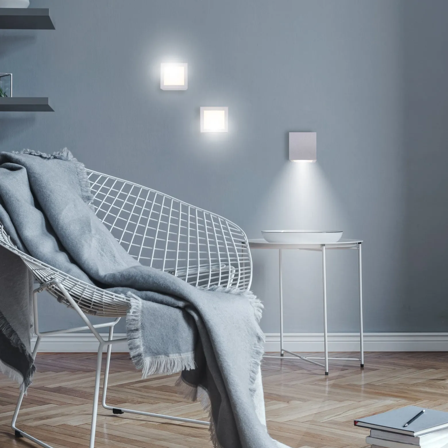 Newgarden LED-ladattava seinävalaisin Box 8, valkoinen, 7.5x7.5cm