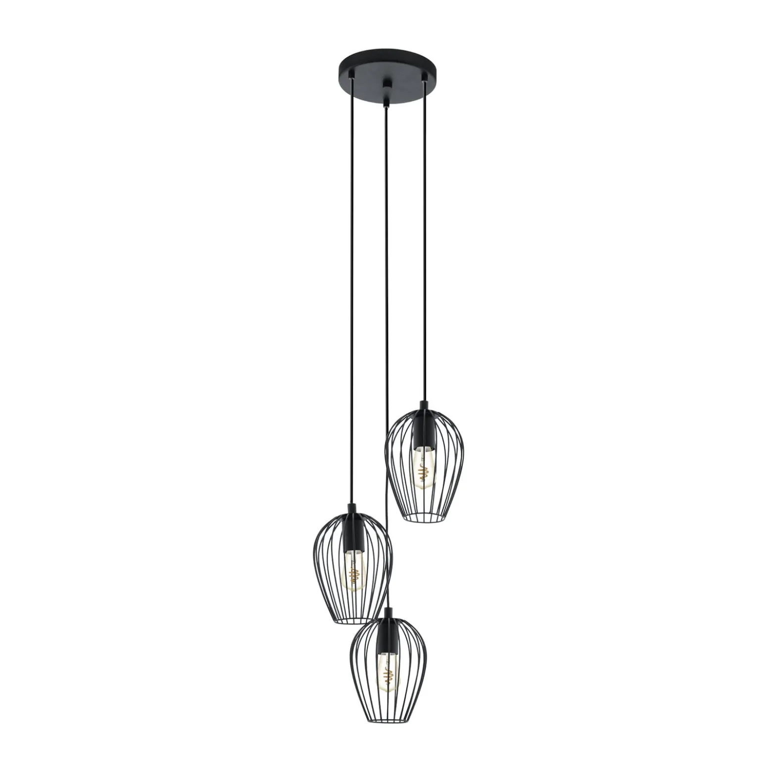 Newtown-riippuvalaisin, musta, 3-lamp., pyöreä