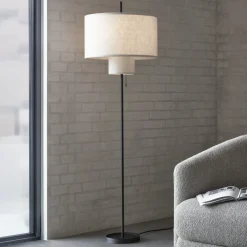 New Works lattiavalaisin Margin, beige, Ø 46 cm, korkeus 153 cm kangasta