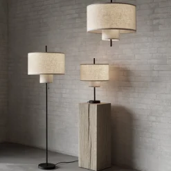 New Works lattiavalaisin Margin, beige, Ø 46 cm, korkeus 153 cm kangasta