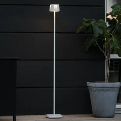 Nice LED ladattava lattiavalaisin, valkoinen, alumiini, IP54, himmennin,