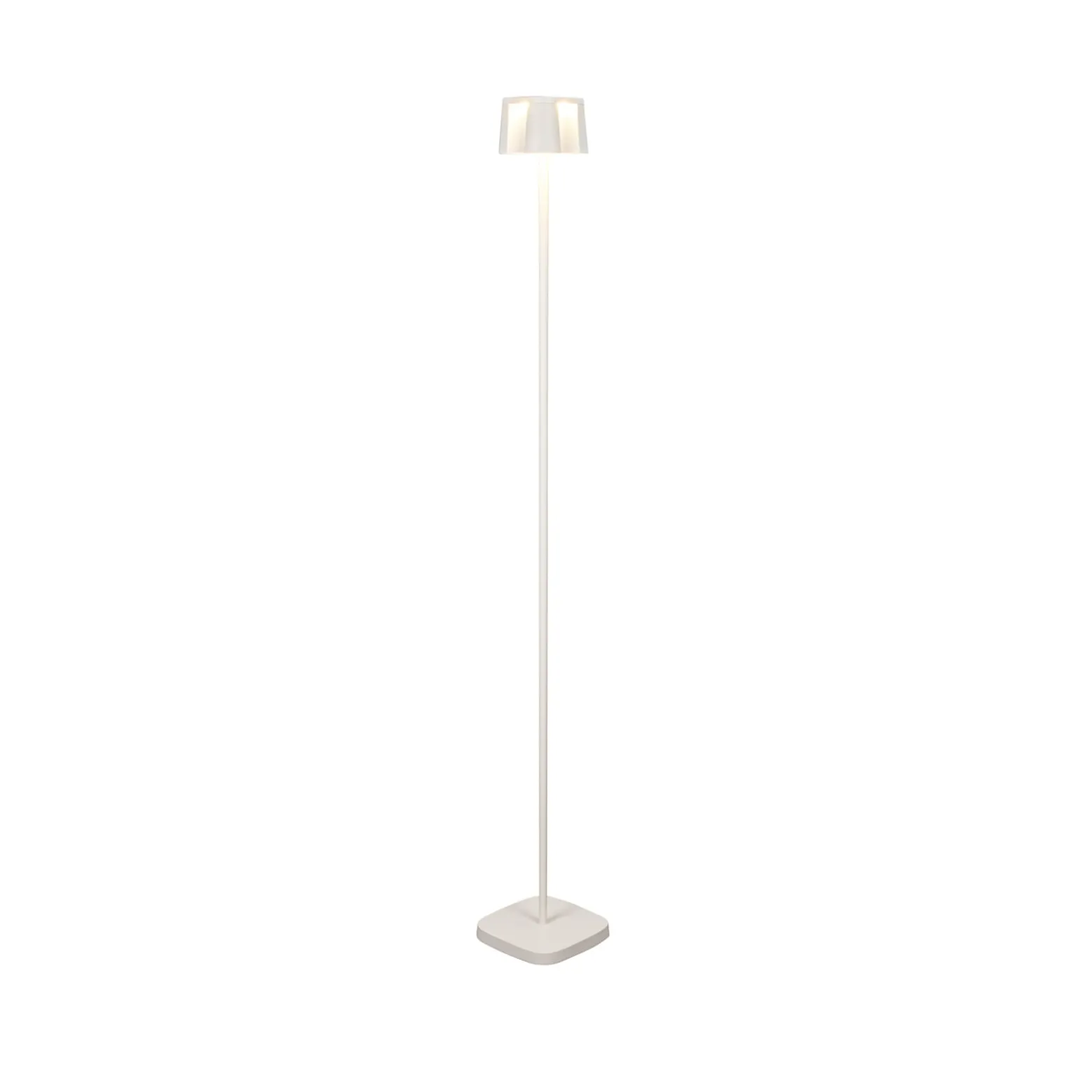 Nice LED ladattava lattiavalaisin, valkoinen, alumiini, IP54, himmennin,