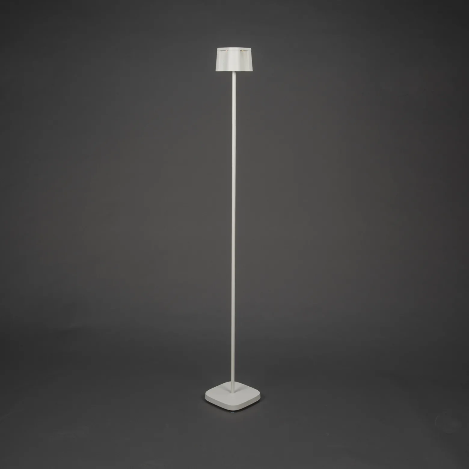 Nice LED ladattava lattiavalaisin, valkoinen, alumiini, IP54, himmennin,