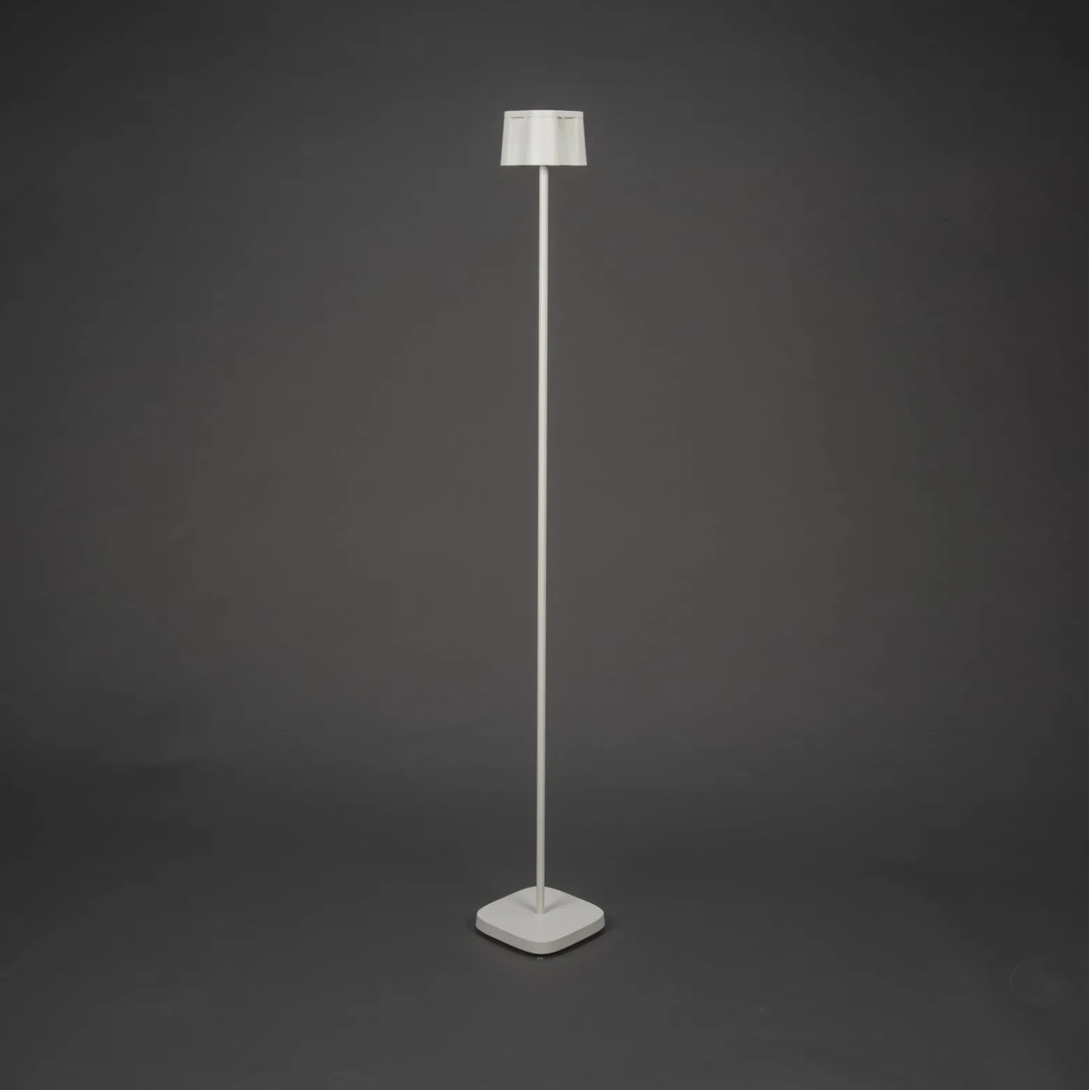 Nice LED ladattava lattiavalaisin, valkoinen, alumiini, IP54, himmennin,