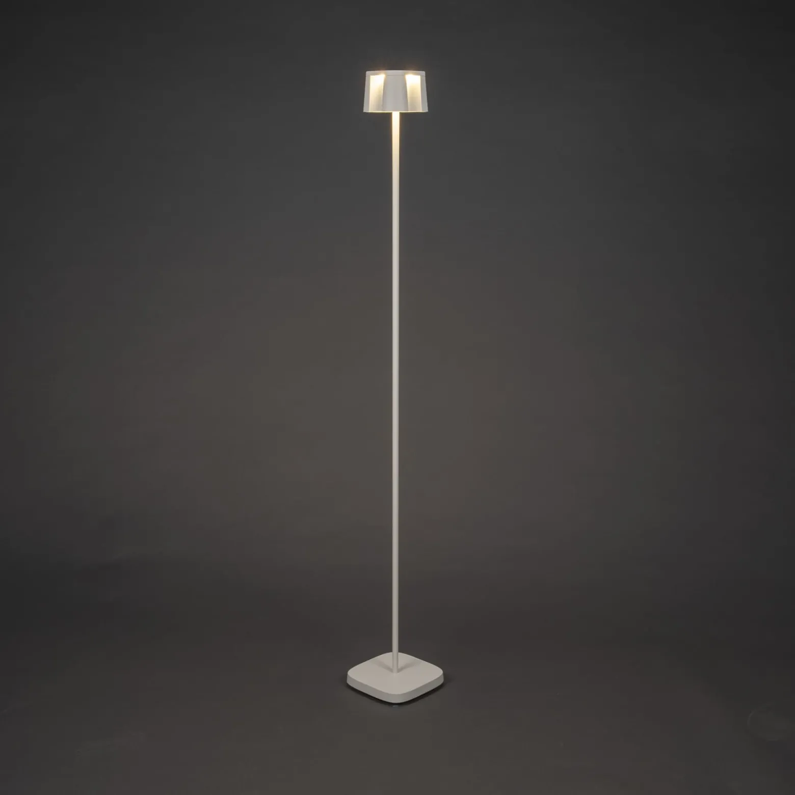Nice LED ladattava lattiavalaisin, valkoinen, alumiini, IP54, himmennin,