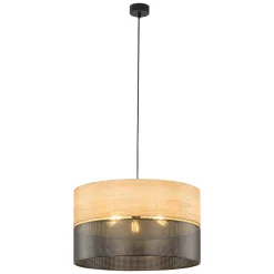 Nicol riippuvalaisin, musta/puuefekti, Ø 50 cm, 1-valo, 3 x E27