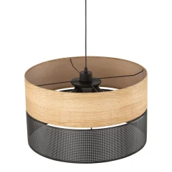 Nicol riippuvalaisin, musta/puuefekti, Ø 50 cm, 1-valo, 3 x E27